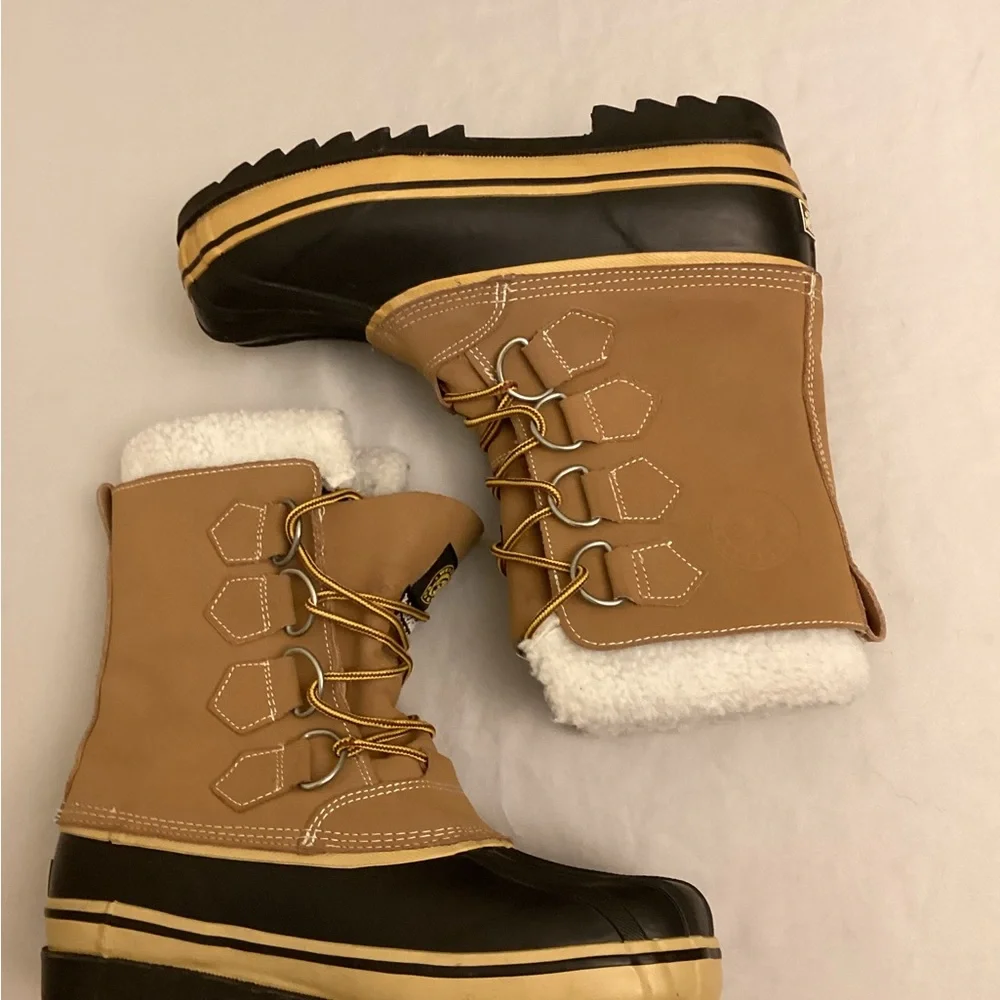 Western Chief Men’s Snow Rain Insulated Boots Tan Lace Up Thinsulate Size 8